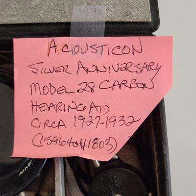 Sale Photo Thumbnail #337: This auction lot is for a Vintage Medical Acousticon.  This is a Silver Anniversary Acousticon, Model 28 Carbon Hearing Aid.  This unit is circa 1927-1932.  Where you gonna find another - can you hear me yet - maybe you need this more than you know!