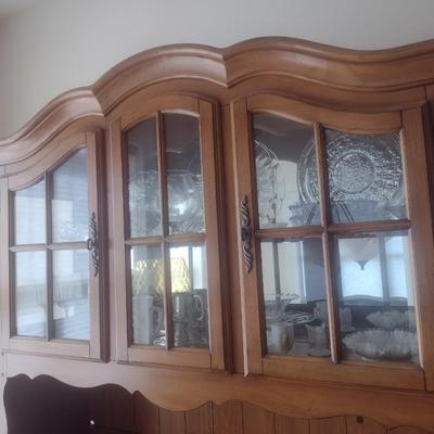 Solid Wood Two-Piece Buffet and China Hutch (No Contents)