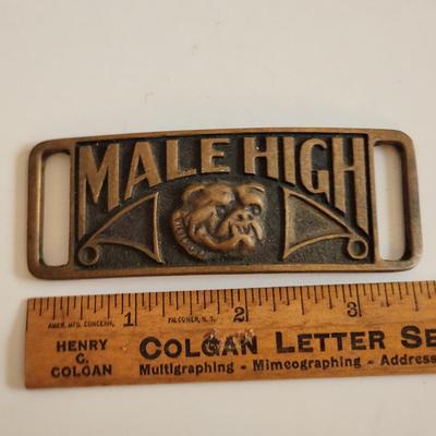 Sale Photo Thumbnail #347: This auction lot is for a Vintage Male High School Belt Buckle.  This buckle from a Louisville, KY estate appears to be from the 50's.  See photo for size.