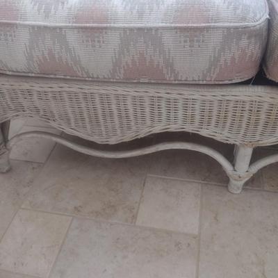 Vintage Real Wicker Couch with Cushions