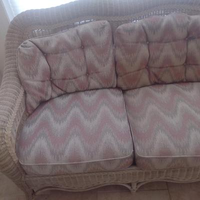 Vintage Real Wicker Couch with Cushions