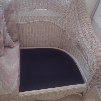 Vintage Real Wicker Couch with Cushions