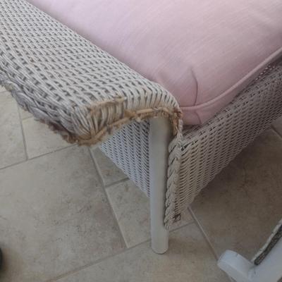 Vintage Real Wicker Rocking Chair with Matching Ottoman with Cushions