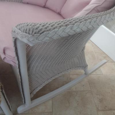 Vintage Real Wicker Rocking Chair with Matching Ottoman with Cushions