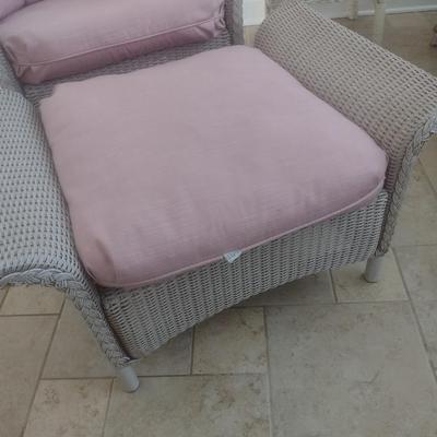 Vintage Real Wicker Rocking Chair with Matching Ottoman with Cushions