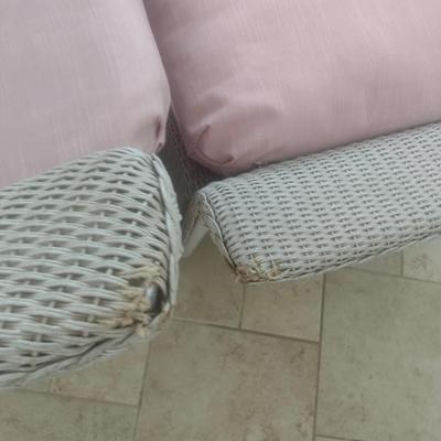 Vintage Real Wicker Rocking Chair with Matching Ottoman with Cushions