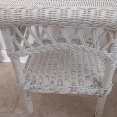 Vintage Real Wicker Double Tier Side Table