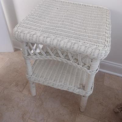 Vintage Real Wicker Double Tier Side Table