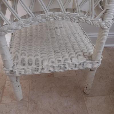 Vintage Real Wicker Double Tier Side Table