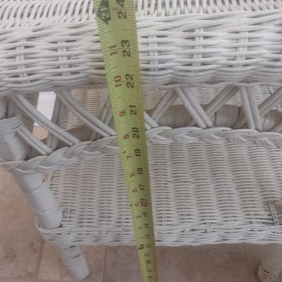 Vintage Real Wicker Double Tier Side Table