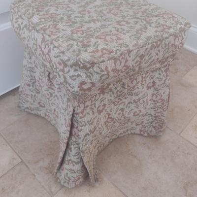Wood Foot Stool with Upholstered Coving and Separate Top Cushion