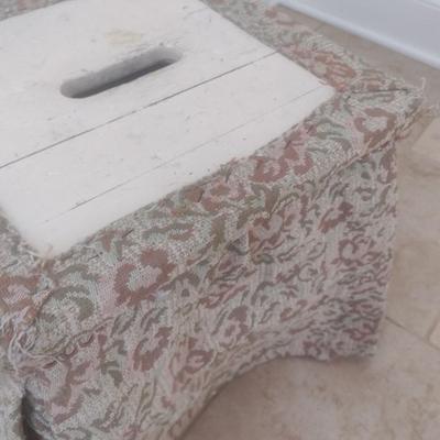Wood Foot Stool with Upholstered Coving and Separate Top Cushion
