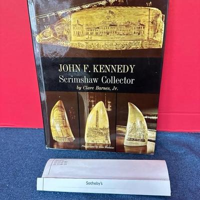 Lot 72 John F. Kennedy scrimshaw collector book gift from Jacqueline Kennedy to Robert McNamara
