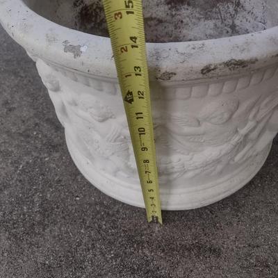 Large Concrete Planter Pot with Embossed Cherubs Design