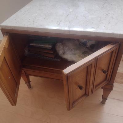 Mid Century Modern Design Side Table with Marble Top