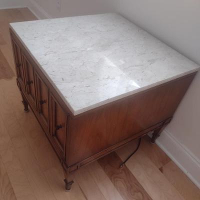 Mid Century Modern Design Side Table with Marble Top