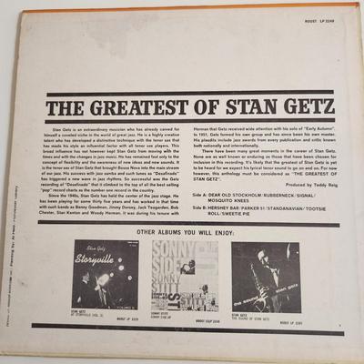 Sale Photo Thumbnail #386: This auction lot is for a Vintage Stan Getz Vinyl Music Album.. This is The Greatest of Stan Getz on the Roost Label.  The record has not been played by us but appears to be in good condition.  The sleeve has some wear and aging with possible edge crackin