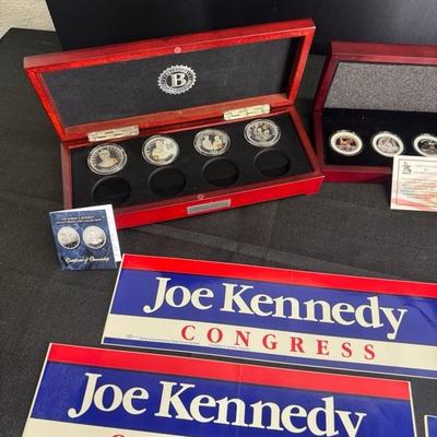 Lot 94 legacy proof, collection coins & carnival glass Kennedy plate, Kennedy Superman