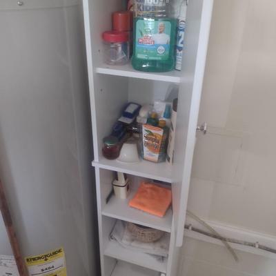 Laminate Two-Piece Cabinet and Shelf Set (No Contents)