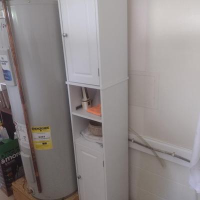 Laminate Two-Piece Cabinet and Shelf Set (No Contents)