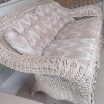 Vintage Real Wicker Loveseat with Cushions