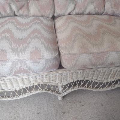 Vintage Real Wicker Loveseat with Cushions