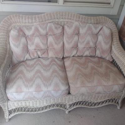Vintage Real Wicker Loveseat with Cushions