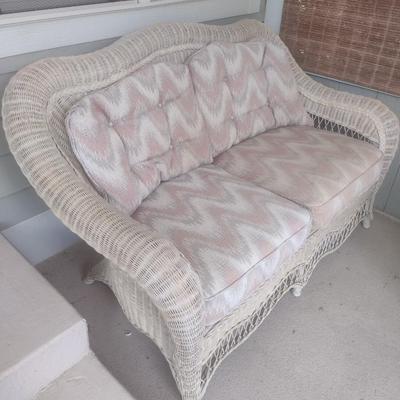 Vintage Real Wicker Loveseat with Cushions