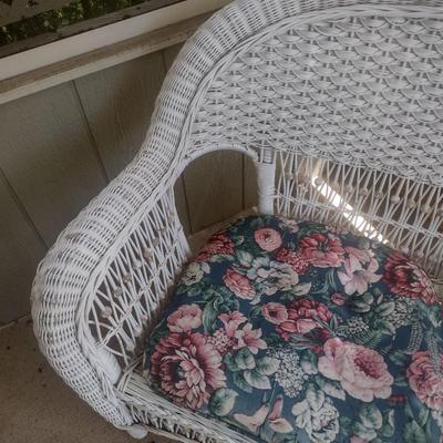 Vintage Real Wicker Loveseat with Cushions