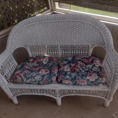 Vintage Real Wicker Loveseat with Cushions