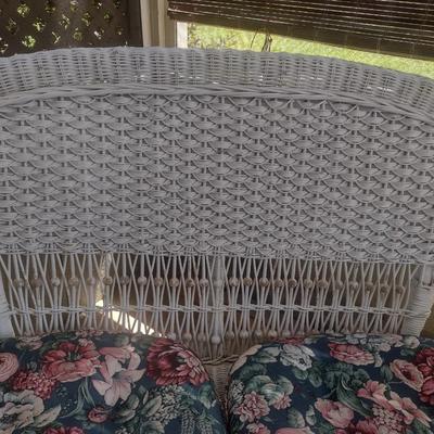 Vintage Real Wicker Loveseat with Cushions