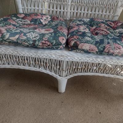 Vintage Real Wicker Loveseat with Cushions