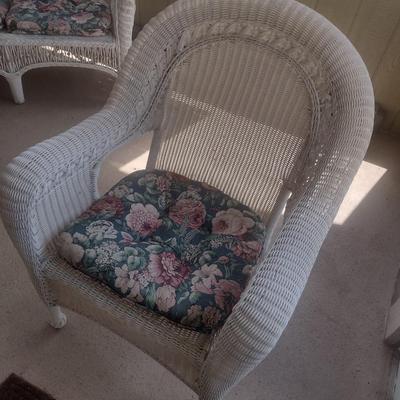Vintage Real Wicker Chair with Cushions Includes Bonus Matching Chair