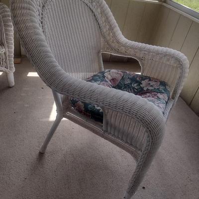 Vintage Real Wicker Chair with Cushions Includes Bonus Matching Chair