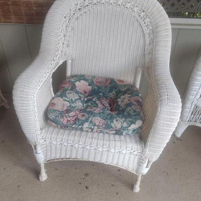 Vintage Real Wicker Chair with Cushions Includes Bonus Matching Chair