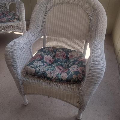 Vintage Real Wicker Chair with Cushions Includes Bonus Matching Chair