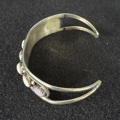 Sterling Silver Navajo Bracelet 925 Natural Pink Mussel Native American Signed FA