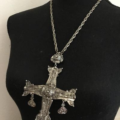 Beautiful, Hollycraft, signed necklace, statement cross, stunning, high end, designer, collectible, Holly craft jewelry