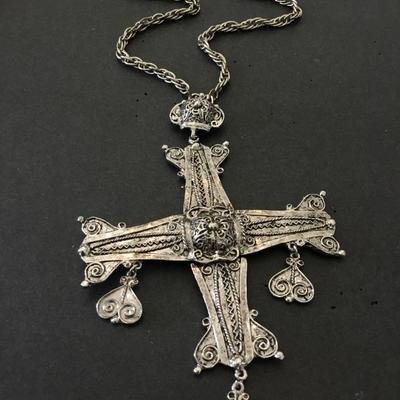 Beautiful, Hollycraft, signed necklace, statement cross, stunning, high end, designer, collectible, Holly craft jewelry