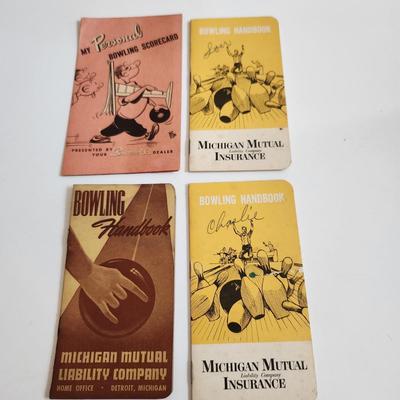 Sale Photo Thumbnail #414: This auction lot is for a grouping of Vintage Bowling Ephemera.  Score books and instructional guides with tips for better bowling.  Great graphics.