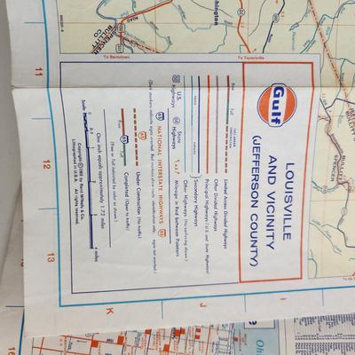 Sale Photo Thumbnail #432: This auction lot is for Two Vintage Maps.  One is a Gulf Oil Map of Louisville with a date of 1969 and an undated regional map from Texaco.  See photos for condition - they have been used.