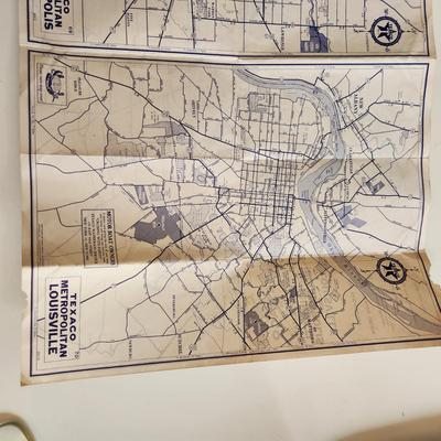 Sale Photo Thumbnail #428: This auction lot is for Two Vintage Maps.  One is a Gulf Oil Map of Louisville with a date of 1969 and an undated regional map from Texaco.  See photos for condition - they have been used.