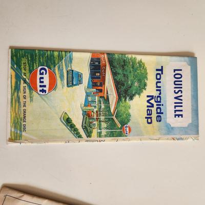 Sale Photo Thumbnail #425: This auction lot is for Two Vintage Maps.  One is a Gulf Oil Map of Louisville with a date of 1969 and an undated regional map from Texaco.  See photos for condition - they have been used.