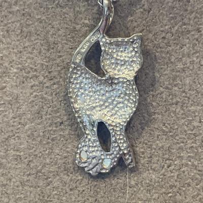 12k & 925 cat pendant and chain with wire bracelet