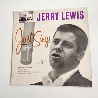 Sale Photo Thumbnail #443: This auction lot is for a copy of the Vintage Jerry Lewis 45RPM - Just Sings.  This old Decca record is quite a find for a man mostly known as a comedian and partner to Dean Martin.