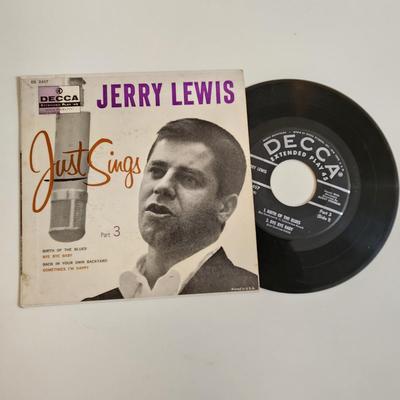 Sale Photo Thumbnail #445: This auction lot is for a copy of the Vintage Jerry Lewis 45RPM - Just Sings.  This old Decca record is quite a find for a man mostly known as a comedian and partner to Dean Martin.