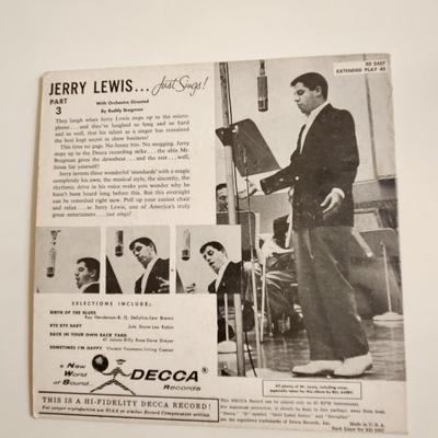 Sale Photo Thumbnail #444: This auction lot is for a copy of the Vintage Jerry Lewis 45RPM - Just Sings.  This old Decca record is quite a find for a man mostly known as a comedian and partner to Dean Martin.
