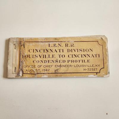 Sale Photo Thumbnail #452: This auction lot is for a L&N Railroad Track Profile Booklet.  This booklet is dated 1942 and shows the profile of the Cincinnati Division.  This is quite the unusual L&N collectible item.