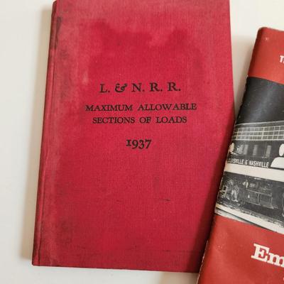 Sale Photo Thumbnail #459: This auction lot is for a Trio of L&N Railroad Handbooks and Manuals.  INcluded in this grouping is an Employees Handbook, a Conductors Memorandum Book and a Maximum Allowable Load Book.  All well used but very different items for the railroad collector.