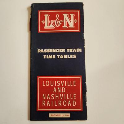Sale Photo Thumbnail #466: This auction lot is for a Grouping of L&N Railroad Time Tables and List of Stations.  The list of stations is dated 1962, the Passenger Train Time Table is dated 1969 and the very vintage time table is dated 1948.  All have been used, but overall are nice